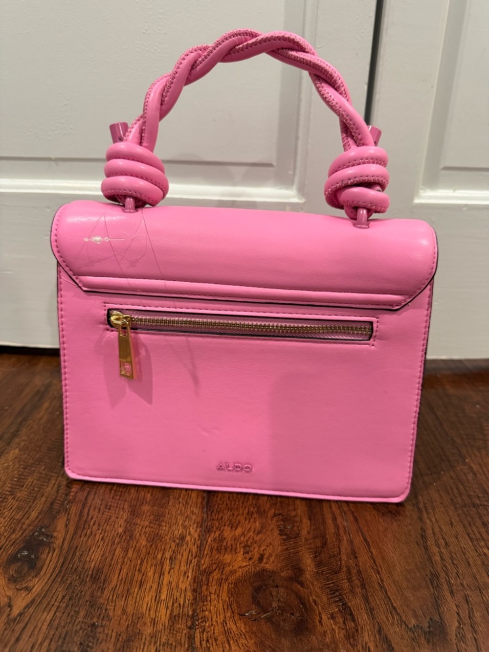 ALDO Pink Braided-Handle Top-Handle Satchel w/Crossbody Strap removable option! - Picture 4 of 9